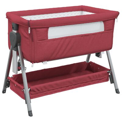 vidaXL Babybett mit Matratze Rot Leinenstoff