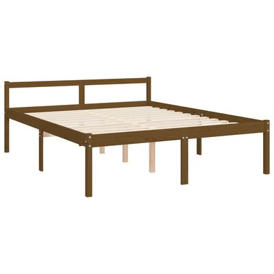 vidaXL Seniorenbett mit Kopfteil Honigbraun Kingsize Massivholz