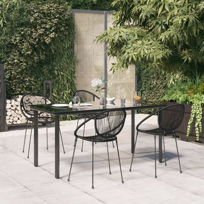 vidaXL 5-tlg. Garten-Essgruppe Schwarz PVC Rattan