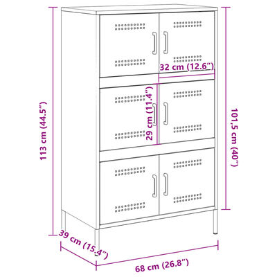 vidaXL Highboard Senfgelb 68x39x113 cm Stahl