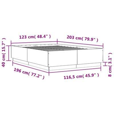 vidaXL Bettgestell mit LED Grau Sonoma 120x200 cm Holzwerkstoff