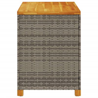 vidaXL Gartentruhe Grau 110x55x63 cm Poly Rattan Akazienholz