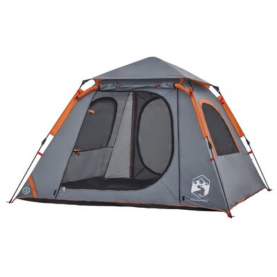 vidaXL Kuppel-Campingzelt 4 Personen Grau und Orange Quick Release