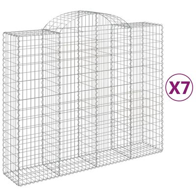 vidaXL Gabionen mit Hochbogen 7 Stk. 200x50x160/180cm Verzinktes Eisen