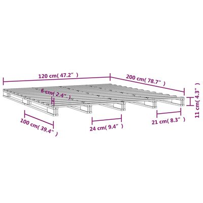 vidaXL Palettenbett Weiß 120x200 cm Massivholz Kiefer