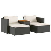 vidaXL 5tlg. Garten-Sofagarnitur mit Kissen Schwarz Poly Rattan Akazie