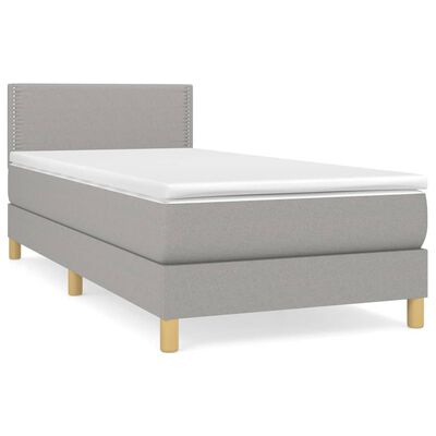 vidaXL Boxspringbett mit Matratze Hellgrau 90x200 cm Stoff