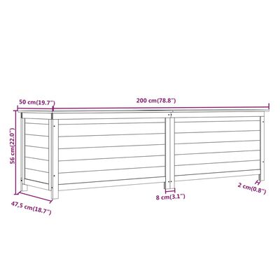 vidaXL Outdoor-Kissenbox 200x50x56 cm Massivholz Tanne