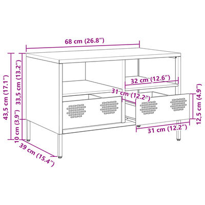 vidaXL TV-Schrank Anthrazit 68x39x43,5 cm Kaltgewalzter Stahl