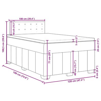 vidaXL Boxspringbett mit Matratze Dunkelgrau 120x190 cm Stoff