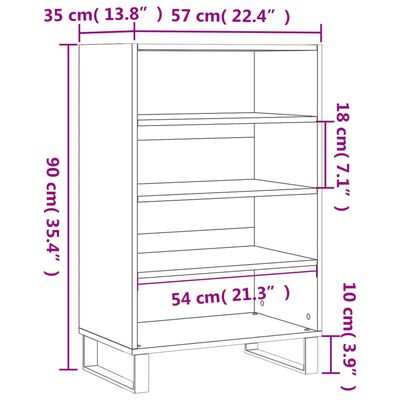 vidaXL Highboard Schwarz 57x35x90 cm Holzwerkstoff