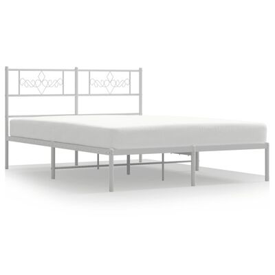 vidaXL Bettgestell mit Kopfteil Metall Weiß 140x190 cm