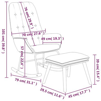 vidaXL Schaukelsessel mit Hocker Hellgrau Stoff