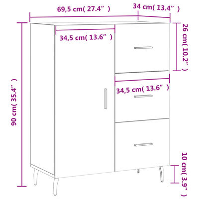 vidaXL Sideboard Braun Eichen-Optik 69,5x34x90 cm Holzwerkstoff