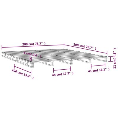 vidaXL Palettenbett Weiß 200x200 cm Massivholz Kiefer