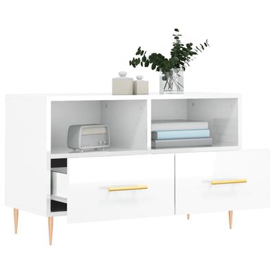 vidaXL TV-Schrank Hochglanz-Weiß 80x36x50 cm Holzwerkstoff