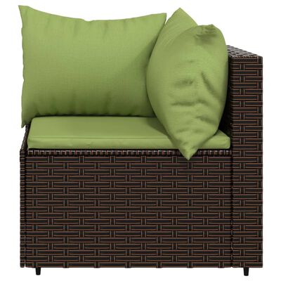 vidaXL Garten-Ecksofa mit Kissen Braun Poly Rattan