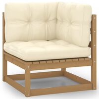 vidaXL Garten-Ecksofa mit Creme Kissen Massivholz Kiefer