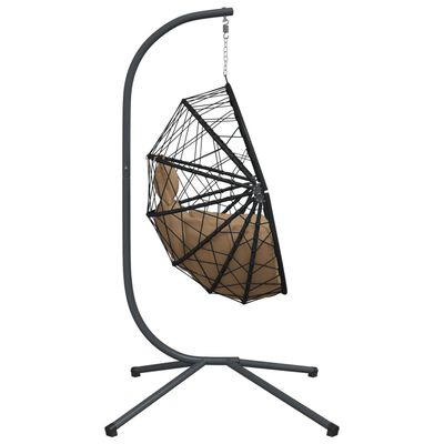 vidaXL Hängesessel Ei-Design mit Ständer Taupe Rattan und Stahl