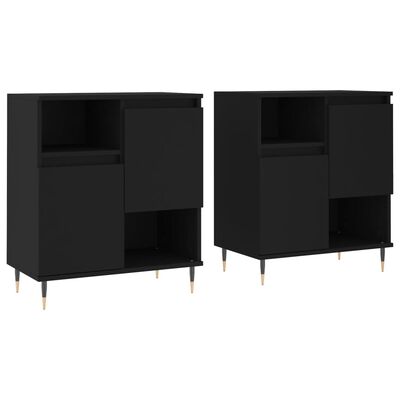 vidaXL Sideboards 2 Stk. Schwarz Holzwerkstoff