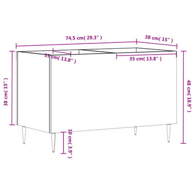 vidaXL Plattenschrank Hochglanz-Weiß 74,5x38x48 cm Holzwerkstoff