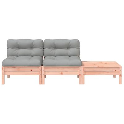 vidaXL Gartensofa mit Kissen und Hocker 2-Sitzer