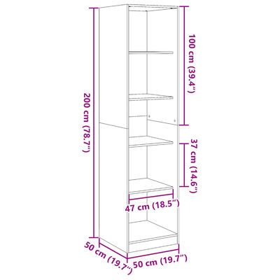 vidaXL Kleiderschrank Schwarz 50x50x200 cm Holzwerkstoff