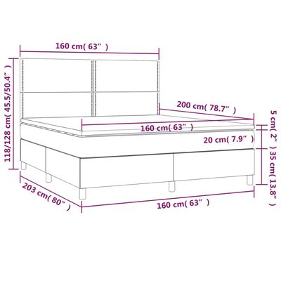 vidaXL Boxspringbett mit Matratze Dunkelblau 160x200 cm Samt