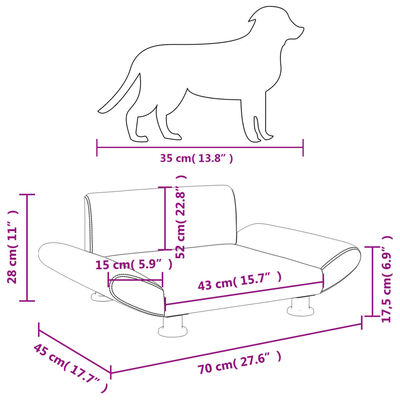 vidaXL Hundebett Schwarz 70x45x28 cm Stoff