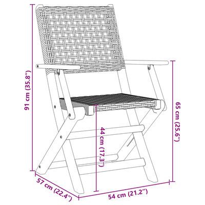 vidaXL 7-tlg. Garten-Essgruppe Poly Rattan und Massivholz Schwarz