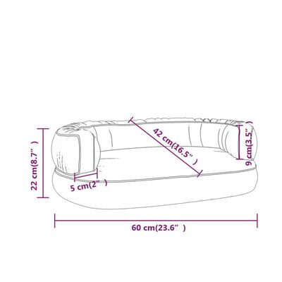 vidaXL Hundebett Ergonomisch Schaumstoff Grau 60x42 cm Kunstleder