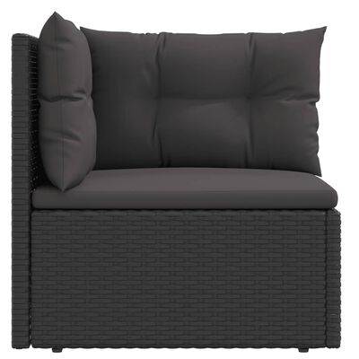 vidaXL Garten-Ecksofa mit Kissen Schwarz Poly Rattan