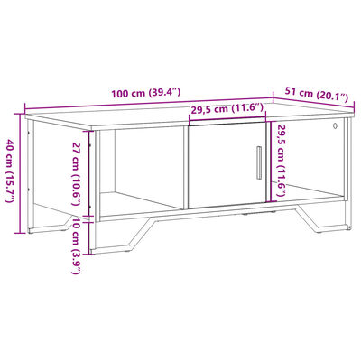 vidaXL Couchtisch Braun Eichen-Optik 100x51x40 cm Holzwerkstoff