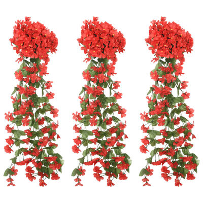 vidaXL Weihnachtskränze Blumen 3 Stk. Rot 85 cm