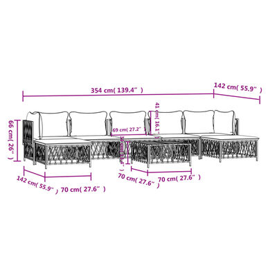 vidaXL 8-tlg. Garten-Lounge-Set mit Kissen Anthrazit Stahl