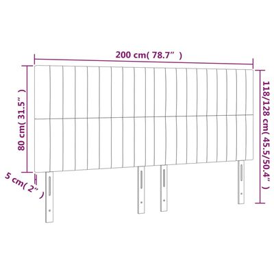 vidaXL LED Kopfteil Taupe 200x5x118/128 cm Stoff