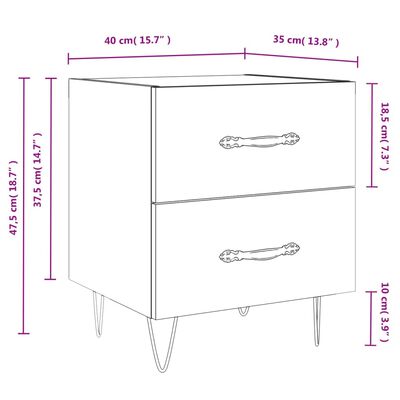 vidaXL Nachttisch Hochglanz-Weiß 40x35x47,5 cm Holzwerkstoff