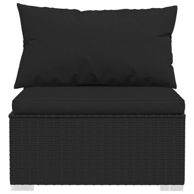 vidaXL 4-Sitzer Sofa mit Kissen Schwarz Poly Rattan