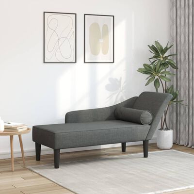 vidaXL Chaiselongue mit Kissen Dunkelgrau Stoff