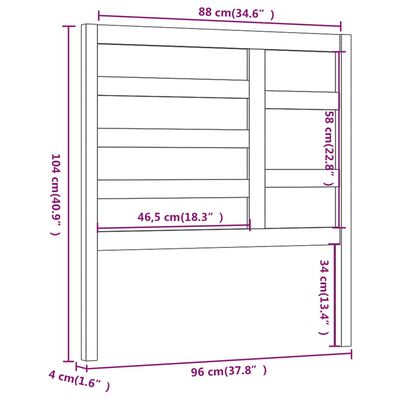 vidaXL Bett-Kopfteil Grau 96x4x104 cm Massivholz Kiefer