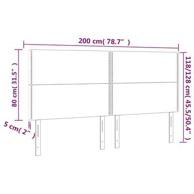 vidaXL LED Kopfteil Rosa 200x5x118/128 cm Samt