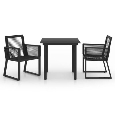 vidaXL 3-tlg. Garten-Essgruppe PVC Rattan Schwarz