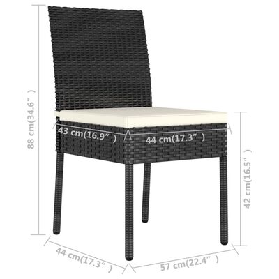 vidaXL 3-tlg. Garten-Essgruppe Poly Rattan Schwarz