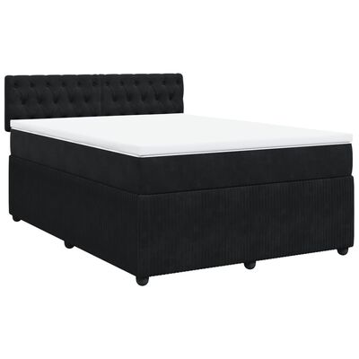 vidaXL Boxspringbett mit Matratze Schwarz 140x190 cm Samt