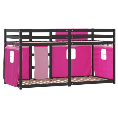 vidaXL Etagenbett mit Vorhängen Rosa 90x200 cm Massivholz Kiefer