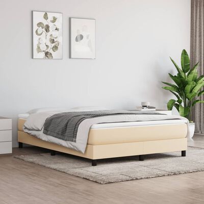 vidaXL Boxspringbett mit Matratze Creme 160x200 cm Stoff