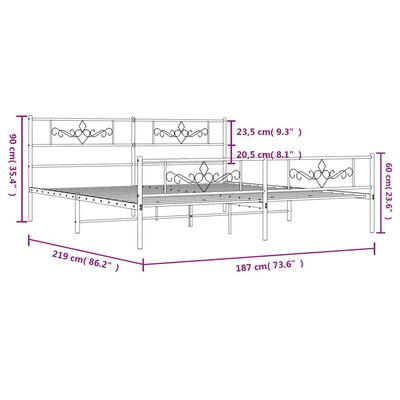 vidaXL Bettgestell mit Kopf- und Fußteil Metall Weiß 183x213 cm