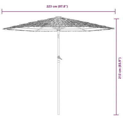 vidaXL Sonnenschirm mit LED und Stahlmast Braun 223x223x213 cm