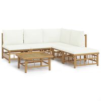 vidaXL 6-tlg. Garten-Lounge-Set mit Cremeweißen Kissen Bambus