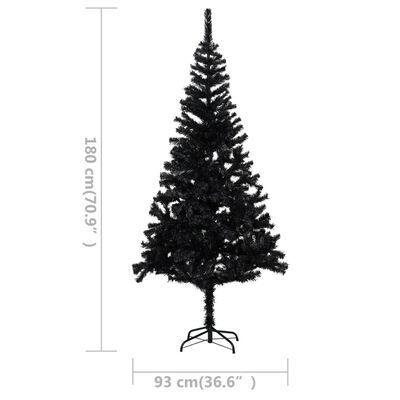 vidaXL Künstlicher Weihnachtsbaum Beleuchtung & Kugeln Schwarz 180 cm